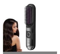 BnyHjir Portable Hair Straightener | Wireless Curler Brush - Portable Anti-Frizz 2-in-1 Cordless Hair Straightener Brush for Quick and Daily Styling