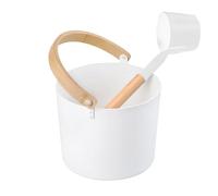 BnyHjir Sauna Bucket and Ladle Set 7L Aluminum Sauna Bucket and Long Handle Ladle Cedar,Saun-a Water Accessories,Bath Supplies A-ccessories for S-auna Room
