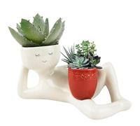 BnyHjir Smile Face Planter Pot, Funny Succulent Pot, Lazy Guy Planter Succulent Plant, Human Shaped Flower, Lying Down Figure Plant-ers Human Shaped Flower Resin Plant
