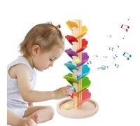BnyHjir Wooden Marble Run, Musical Tree Ball Toy, Colorful Rolling Ball Tower, Montessori Toys, 33.8x15.8cm