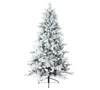 Bnykny Artificial Christmas Tree with Snow Flocked Xmas Pencil Tree with 1401 Branch Tips Foldable Metal Stand Easy Build Hinged Branches Outdoor Indoor Holiday Decoration for Home Office Shops (7FT)