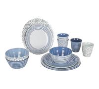 Bo-Camp - Tableware - 100% Melamine - 16 pieces - Mix & match - Blue
