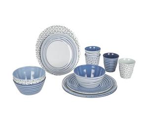 Bo-Camp - Tableware - 100% Melamine - 16 pieces - Mix & match - Blue