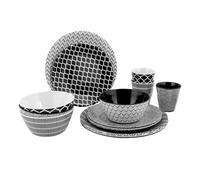 Bo-Camp Tableware Mix & Match Melamine 16 Pieces Black/White