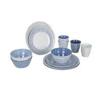 Bo-Camp - Tableware - 100% Melamine - 16 pieces - Mix & match - Blue