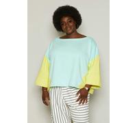 Bo Carter Debbie Organic Fleece Oversized Top - Mint & Yellow - L