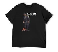 Bo Diddley is A Gunslinger Garage Punk Rockabilly 50S 60S Mens Black T-Shirt Top Unisex Tee L