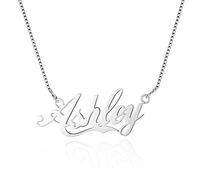 Bo&Pao Name Necklace Coca Cola Style in 925 Sterling Silver with 1 Name, Personalized 18k Rose Gold and 18 K Gold Plated Silver Necklace with 1 Name