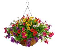 Bo Wawa Home Decoration Multicolore Silk Flower Fake Flowers DIY Chain Hanging Basket Garden Wedding Ornaments Artificial Flower Violets (Big Basket)