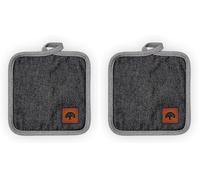 BO877002 Barbary & Oak Denim Pot Holder with Leather Details, Hanging Loop, 20cm, Blue (Pack of 2)