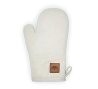 BO877005 Barbary & Oak Cotton Single Oven Glove with Leather Detail, Quilted Stitching, Cream