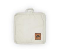 BO877006 Barbary & Oak Cotton Pot Holder with Leather Details, Hanging Loop, 20cm, Cream
