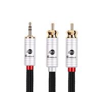 BOAACOUSTIC JIB Audiophile 3.5mm Aux Jack to 2x RCA Adapters Cable 3.5 Mini Jack Stereo Audio Y Splitter Red & White for Hi-Fi Amplifier Speaker Car DJ Controller TV Phone Turntable - 3.0M