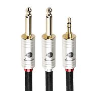 BOAACOUSTIC JIB Audiophile HI-FI 3.5mm to 6.35mm Audio Cable 1/8'' Stereo TRS to Dual 1/4”Mono TRS Jack Y Splitter Adapter Instrument Cable for Mixer, Guitar, Amplifier, Audio Recorder 3.2ft/1m