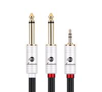BOAACOUSTIC JIB Audiophile HI-FI 3.5mm to 6.35mm Audio Cable 1/8'' Stereo TRS to Dual 1/4”Mono TRS Jack Y Splitter Adapter Instrument Cable for Mixer, Guitar, Amplifier, Audio Recorder 9.8ft/3m