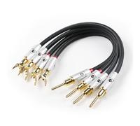 BOAACOUSTIC JIB Audiophile HI-FI Series BiWire Jumpers, Speaker Jumper Cable, Ultra-high Purity Copper Banana to Spade Wire - Set of 4 (4 cables)