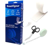 BoaaVigour 2.5*500cm Hook and Loop Tape Stick On Tape Multipurpose Strong Self Adhesive Strips Free scissors and tape measure ready to use Suitable for Room Decor, Home,Office and Garage Use (White)