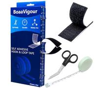 BoaaVigour Hook and Loop Tape 25mm x 5m Stick On Tape Multipurpose Strong Self Adhesive Strips Free Scissors and Tape Measure Ready to use Suitable for Room Decor, Home, Office and Garage Use(Black)