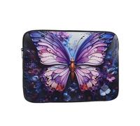 BOAIHH 12 inch Light Computer Bag, Exquisite Purple Butterfly Flowers Print Pattern, Suitable for Business Travel, Work, Commuting