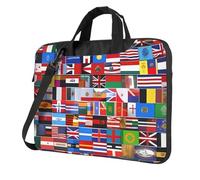 BOAIHH 14 inch lightweight Laptop Bag with Fashion Various flags Print Beautiful and simple for Business Trip Office
