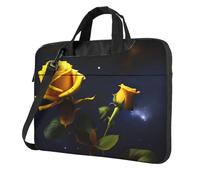BOAIHH 14 inch lightweight Laptop Bag with Fashion Yellow Roses Starry Night Print Beautiful and simple for Business Trip Office