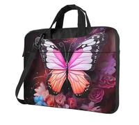 BOAIHH 15.6 inch lightweight Laptop Bag with Fashion Butterflies and Flowers Print Beautiful and simple for Business Trip Office
