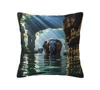 BOAIHH Asian elephant in the water Four Season Pillowcase 18"x18" Soft Skin Friendly and Comfortable with Zipper Suitable for Sofa Car and Bedroom