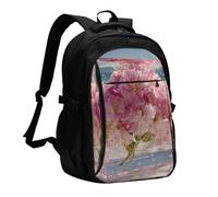 BOAIHH Beneath the Cherry Blossoms Large Capacity Backpack Computer Independent Compartment Pressure Relief Design Work Commuting
