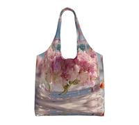 BOAIHH Beneath the Cherry Blossoms Women Canvas Tote Bags Light stylish Large Shopping Bag for Daily Outings Use