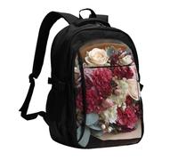 BOAIHH Bouquet On The Table Large Capacity Backpack Computer Independent Compartment Pressure Relief Design Work Commuting