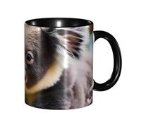 BOAIHH Classic Style A Little Koala Ceramic Mug Leisure Simple for Work Home Smooth Practical Easy to Clean Black Cup