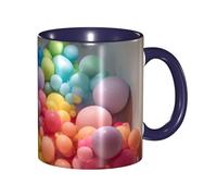 BOAIHH Classic Style Balloon Room Ceramic Mug Leisure Simple for Work Home Smooth Practical Easy to Clean Navy Blue Cup