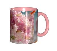 BOAIHH Classic Style Beneath The Cherry Blossoms Ceramic Mug Leisure Simple for Work Home Smooth Practical Easy to Clean Pink Cup