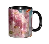 BOAIHH Classic Style Beneath The Cherry Blossoms Ceramic Mug Leisure Simple for Work Home Smooth Practical Easy to Clean Black Cup