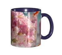BOAIHH Classic Style Beneath The Cherry Blossoms Ceramic Mug Leisure Simple for Work Home Smooth Practical Easy to Clean Navy Blue Cup