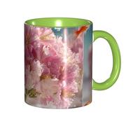 BOAIHH Classic Style Beneath The Cherry Blossoms Ceramic Mug Leisure Simple for Work Home Smooth Practical Easy to Clean Green Cup