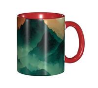 BOAIHH Classic Style Cloudy Mountain Ceramic Mug Leisure Simple for Work Home Smooth Practical Easy to Clean Red Cup