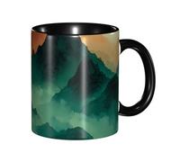 BOAIHH Classic Style Cloudy Mountain Ceramic Mug Leisure Simple for Work Home Smooth Practical Easy to Clean Black Cup
