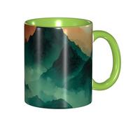 BOAIHH Classic Style Cloudy Mountain Ceramic Mug Leisure Simple for Work Home Smooth Practical Easy to Clean Green Cup
