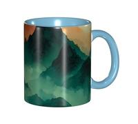 BOAIHH Classic Style Cloudy Mountain Ceramic Mug Leisure Simple for Work Home Smooth Practical Easy to Clean Sky Blue Cup