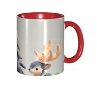 BOAIHH Classic Style Elk by The Tree Ceramic Mug Leisure Simple for Work Home Smooth Practical Easy to Clean Red Cup