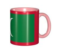 BOAIHH Classic Style Flag of Maldives Ceramic Mug Leisure Simple for Work Home Smooth Practical Easy to Clean Pink Cup