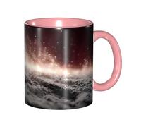 BOAIHH Classic Style Fractured Cosmos Ceramic Mug Leisure Simple for Work Home Smooth Practical Easy to Clean Pink Cup