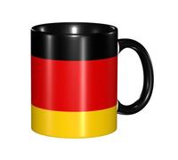 BOAIHH Classic Style German Flag Ceramic Mug Leisure Simple for Work Home Smooth Practical Easy to Clean Black Cup