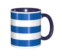 BOAIHH Classic Style Greek Flag Ceramic Mug Leisure Simple for Work Home Smooth Practical Easy to Clean Navy Blue Cup