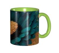 BOAIHH Classic Style Green Flowers Ceramic Mug Leisure Simple for Work Home Smooth Practical Easy to Clean Green Cup