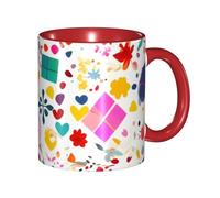 BOAIHH Classic Style Happy Birthday Background Ceramic Mug Leisure Simple for Work Home Smooth Practical Easy to Clean Red Cup