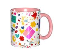 BOAIHH Classic Style Happy Birthday Background Ceramic Mug Leisure Simple for Work Home Smooth Practical Easy to Clean Pink Cup