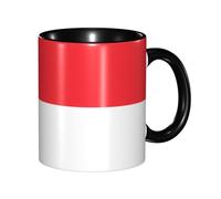BOAIHH Classic Style Indonesian Flag Ceramic Mug Leisure Simple for Work Home Smooth Practical Easy to Clean Black Cup