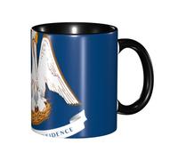BOAIHH Classic Style Louisiana State Flag Ceramic Mug Leisure Simple for Work Home Smooth Practical Easy to Clean Black Cup